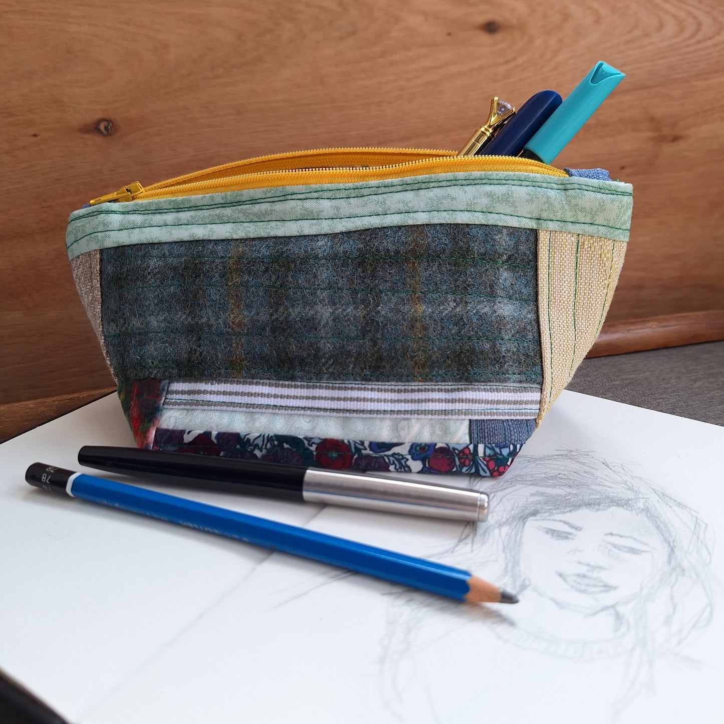 Patchwork zipped bag