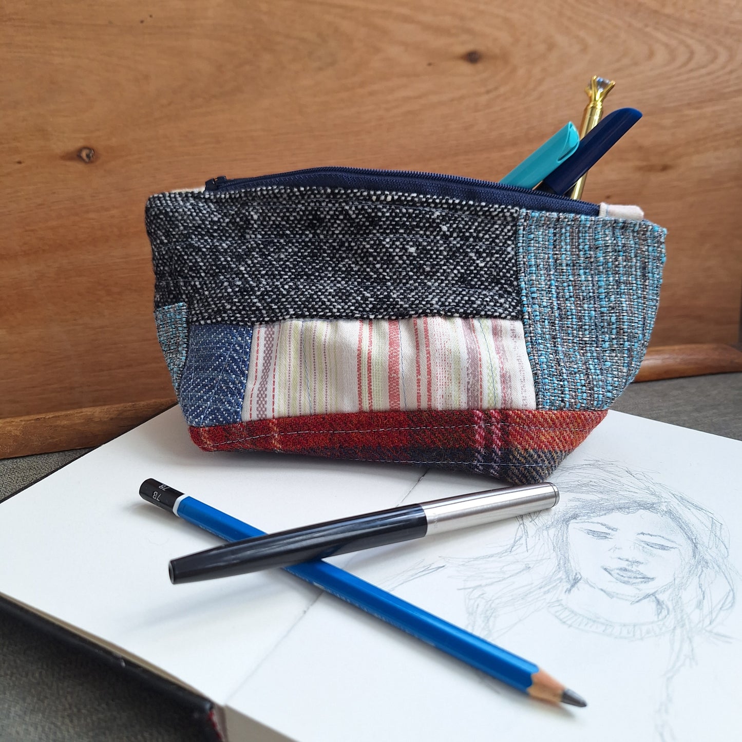 Patchwork zipped bag